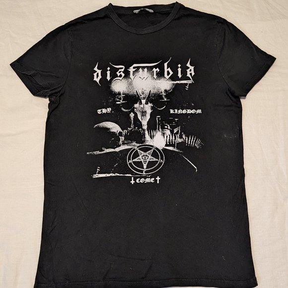 Disturbia Other - Disturbia Shirt sz M Black Thy Kingdom Come Pentagram Black Goth Distressed
